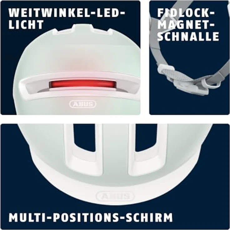 ABUS HUD-Y, Kinderfahrradhelm mit magnetischem aufladbarem LED-Rücklicht und Magnetverschluss, urbanes Design für Damen und Herren – Bild 5