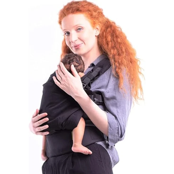 Boba X Babytrage "Black Beauty", ergonomische Babytrage für Neugeborene (3-20 kg) mit verstellbaren Gurten und integrierter Schlafkapuze – Bild 2