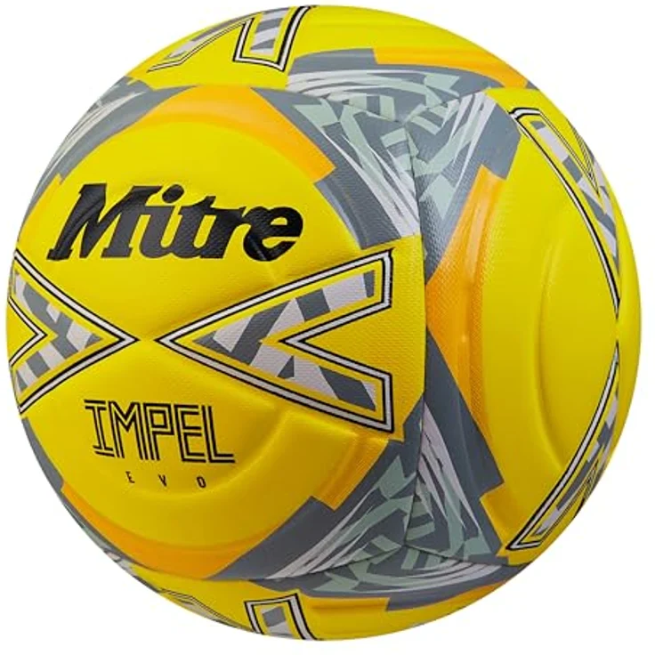 Mitre Impel Evo Fußball | strapazierfähiger Trainingsball mit Hyperseam-Technologie | Fluo-Gelb/Schwarz/Kreisgrau, Größe 5 – Bild 2