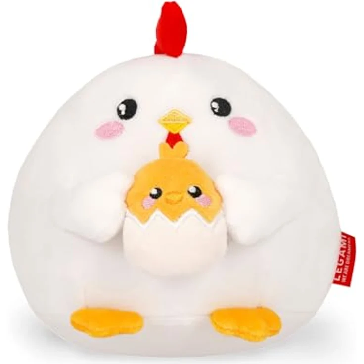 Legami Super Soft Plush Mini Plüsch, Henne mit personalisierbarer ID Karte, Steht alleine, 14x15x12 cm, Weiß – Bild 1