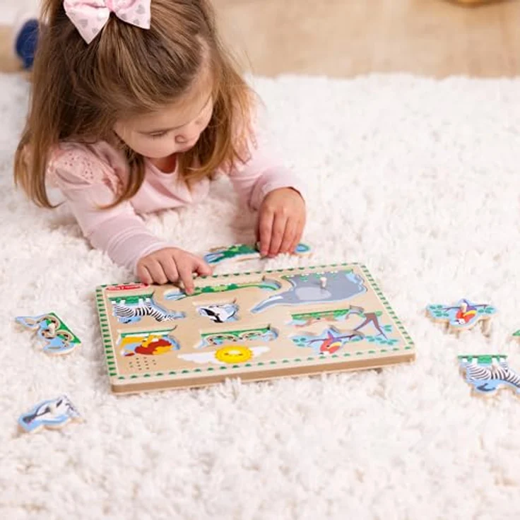 Melissa & Doug Zoo Animals Sound Puzzle, interaktives Puzzle mit 8 Tiergeräuschen und lichtaktivierten Sensoren – Bild 7