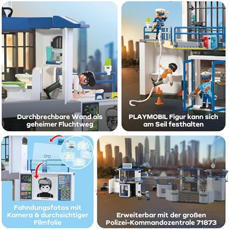 PLAYMOBIL Action Heroes Polizeiwache mit Fahndungsraum, Polizei-Spielzeug für Kinder ab 4 Jahren mit vielen realistischen Funktionen und spannenden Details, 71874 – Bild 4