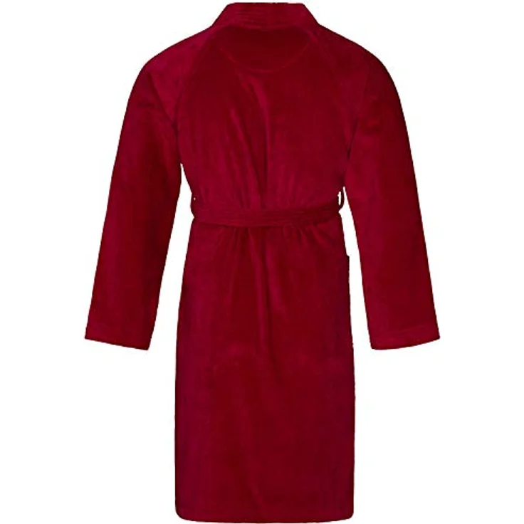 Vossen Bademantel Dallas, unisex Kimono aus 100% Baumwolle, rubinrot, klassischer Schnitt – Bild 5