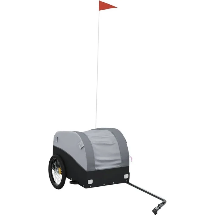 vidaXL Fahrradlastenanhänger Fahrradanhänger Schwarz und Grau 30 kg Eisen, Robustes Material, Praktisches Design, Cleveres Design – Bild 1