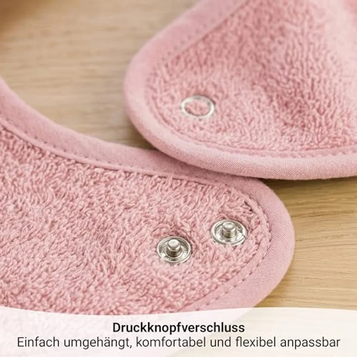 Wörner Riesen-Lätzchen Rosa, 2er Set mit Druckknopf, 100% Baumwolle, 30 x 45 cm – Bild 4
