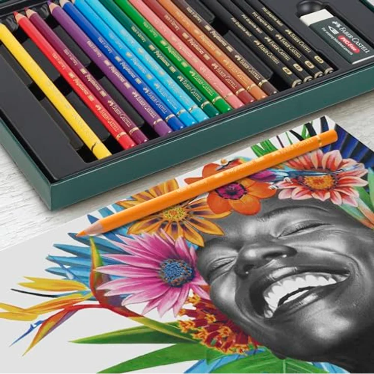 Faber-Castell Polychromos 210054, 40er Buntstifte-Set mit 3,8-mm-Minen, inklusive 8 Pitt Graphite Matt Bleistifte, Radiergummi und Anspitzer – Bild 2