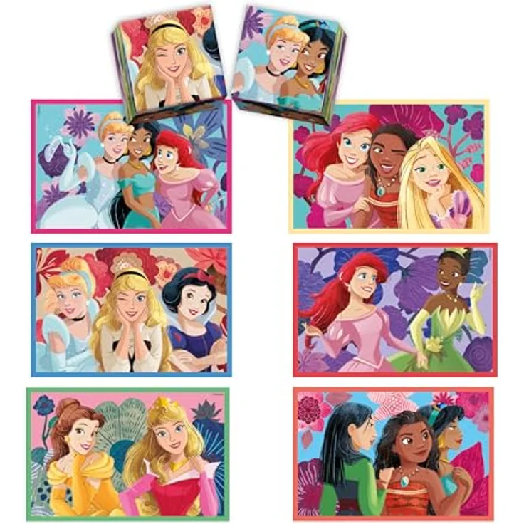 Clementoni Edukit 4 in 1 Disney-Prinzessinnen (Memory, Puzzle 30 und 48 Stücke, 6 Würfel) - pädagogische Spiele für Kinder - Memory und Logik-Spiel 18297 – Bild 5