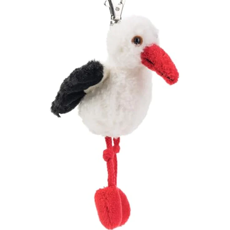Schaffer Schlüsselanhänger Storch Dudu, Weiß - Kuscheliger Plüsch Schlüsselanhänger mit Karabinerhaken, maschinenwaschbar – Bild 1