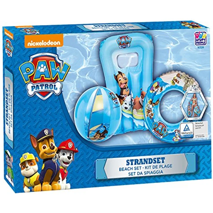 Happy People - Paw Patrol Strandset bestehend aus Wasserball, Schwimmring und Matratze – Bild 3