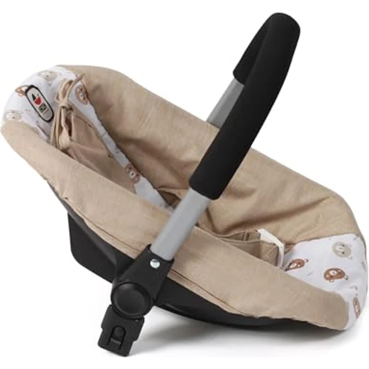 Bayer Chic 2000 Puppen-Autositz mit Adapter für Puppenwagen, geeignet für Puppen bis 50 cm, Bärchen beige, 45 x 30 x 35 cm – Bild 2