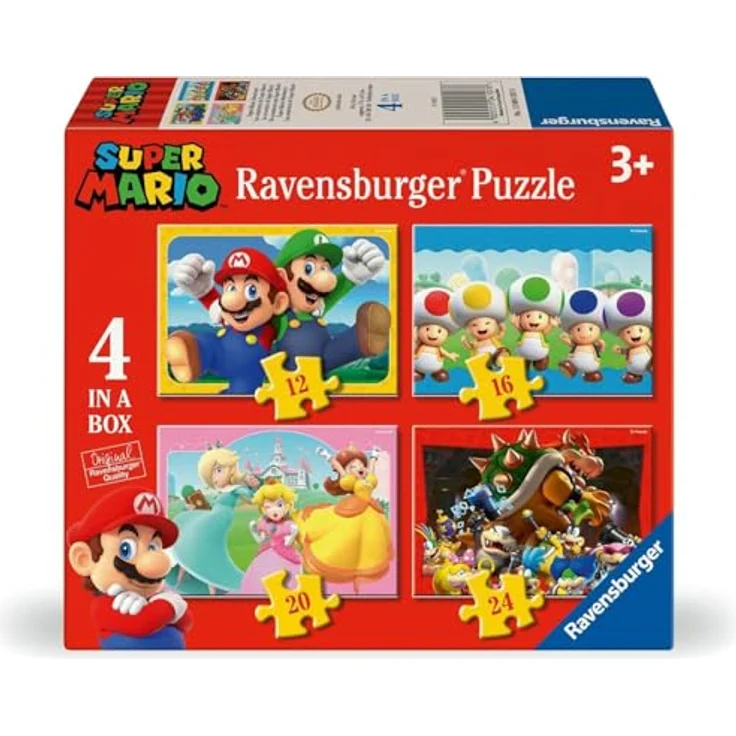 Ravensburger 4-in-1 Super Mario Puzzle Boden, 4 verschiedene Motive, kniffliger Puzzle-Spaß für Fans – Bild 1