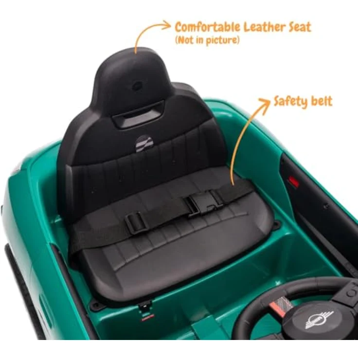 Vrooomy MINI Cooper JCW Kinder Elektroauto 12V, mit Fernbedienung, MP3-Player, Grün, für 1 bis 5 Jahre – Bild 5