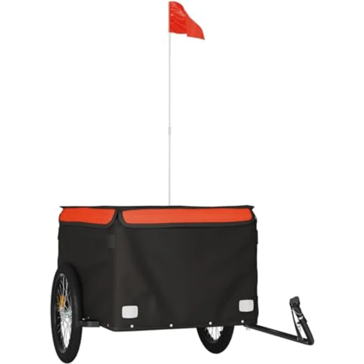 vidaXL Fahrradlastenanhänger Lastenanhänger Schwarz und Orange 45 kg Eisen, Robustes Material, Praktisches Design, Cleveres Design – Bild 2