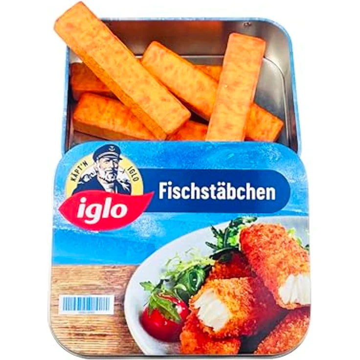 tanner DER KLEINE KAUFMANN TANNER Deco - Iglo Fischstäbchen in Metalldose, lebensmittelechtes Holzspielzeug für Kaufmannsladen, detailgetreues Design – Bild 2