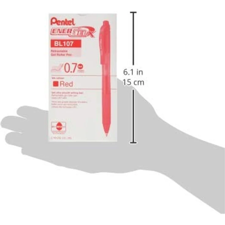 Pentel Energel X Retractable Gel Pen, 0,35 mm, schnell trocknende Tinte, nachfüllbar, Rot, 12 Stück – Bild 6