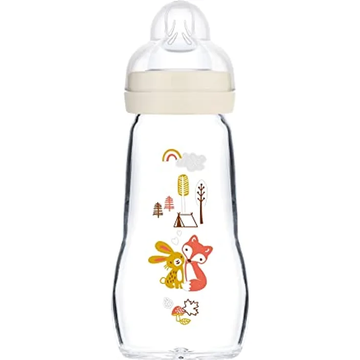 MAM Feel Good A164 Glasflasche mit patentiertem SkinSoftTM Silikon-Sauger 2 Ultraweiches Silikon, für Babys ab 0 Monaten, 260 ml