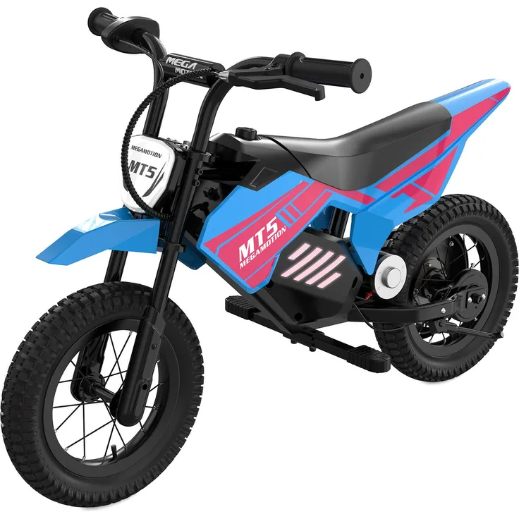 MEGA MOTION MT5 Elektro Motorrad für Kinder, 12 Zoll Luftreifen, 150 W Motor, Höchstgeschwindigkeit 16 km/h, Reichweite 10 km, 2 Geschwindigkeitsstufen für 6-12 Jahre