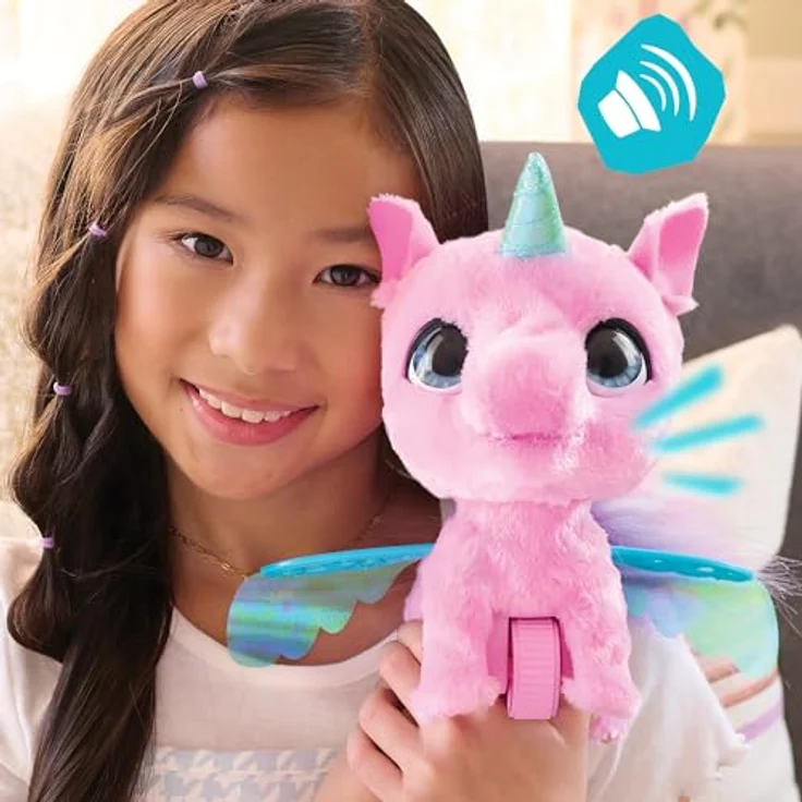 Just Play furReal Fly-A-Lots Alihorn, interaktives Spielzeug mit weichem rosa Fell, 20 cm, für Kinder ab 4 Jahren – Bild 2