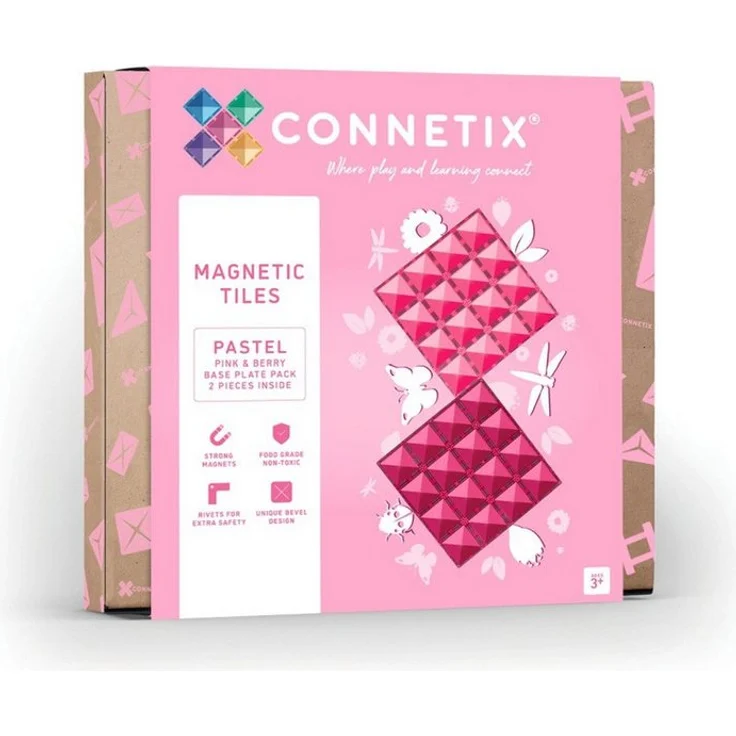 Connetix Pastel Pink & Berry Basisplatten verstärkte Magnete Lernspiel Magnetspielbausteine, ab 3 Jahren – Bild 1