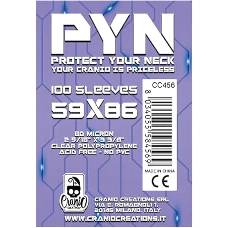 Pyn 59 x 86, schützen Sie Ihre Spielkarten, Packung mit 100 Beuteln
