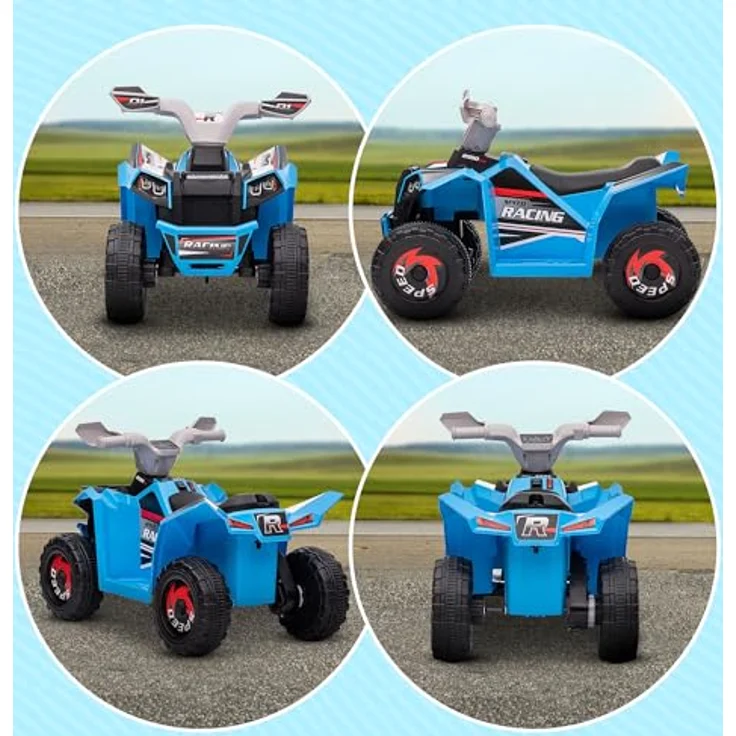 HOMCOM Elektro-Kinderquad Kinderauto, Elektrofahrzeug mit Vorwärts- & Rückwärtsgang, Belastbarkeit 25 kg, Blau, für Kinder von 18 Monaten bis 36 Monaten – Bild 7