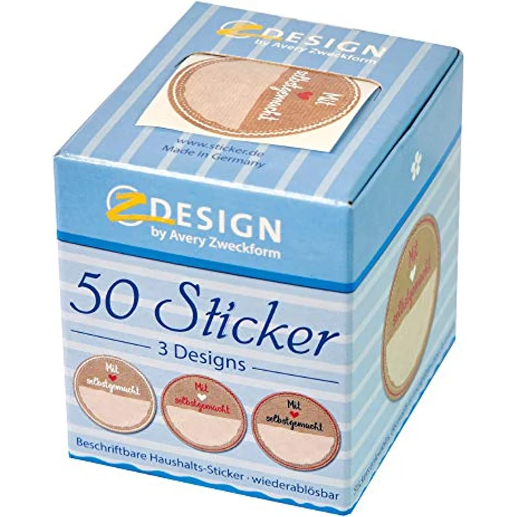 AVERY Zweckform 56818 Marmeladen Etiketten selbstklebend 50 Stück, mit Liebe gemacht, beschriftbar, Naturlook – Bild 2