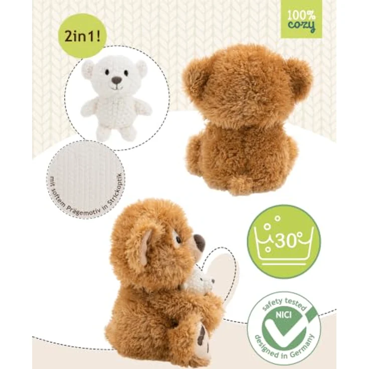 NICI Kuscheltier Bär Capiccino, Strickteddy 25 cm, braun, aus Plüsch Polyester – Bild 3