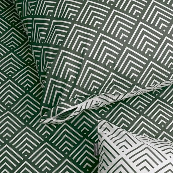 Schiesser Bettwäscheset Mabel | Renforcé | 100% Baumwolle aus nachhaltiger Produktion | 155x220cm + 80x80cm | Dunkelgrün – Bild 2