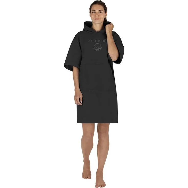 normani Badeponcho Damen Mikrofaser Badeponcho Siargao, Polyester, Kapuze, Schlupf, Bade Handtuch mit Ärmeln aus recyceltem Material, Blau