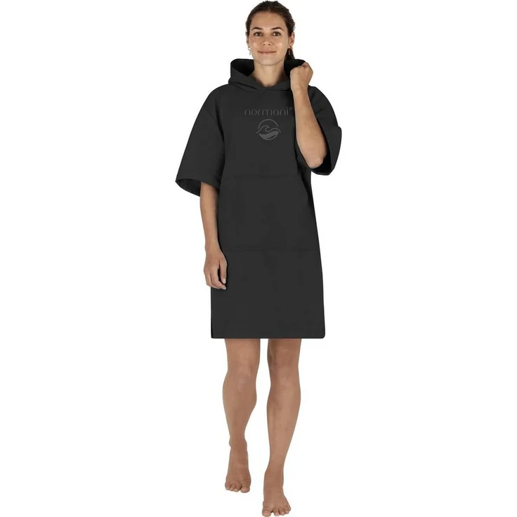 normani Badeponcho Damen Mikrofaser Badeponcho Siargao, Polyester, Kapuze, Schlupf, Bade Handtuch mit Ärmeln aus recyceltem Material, Blau