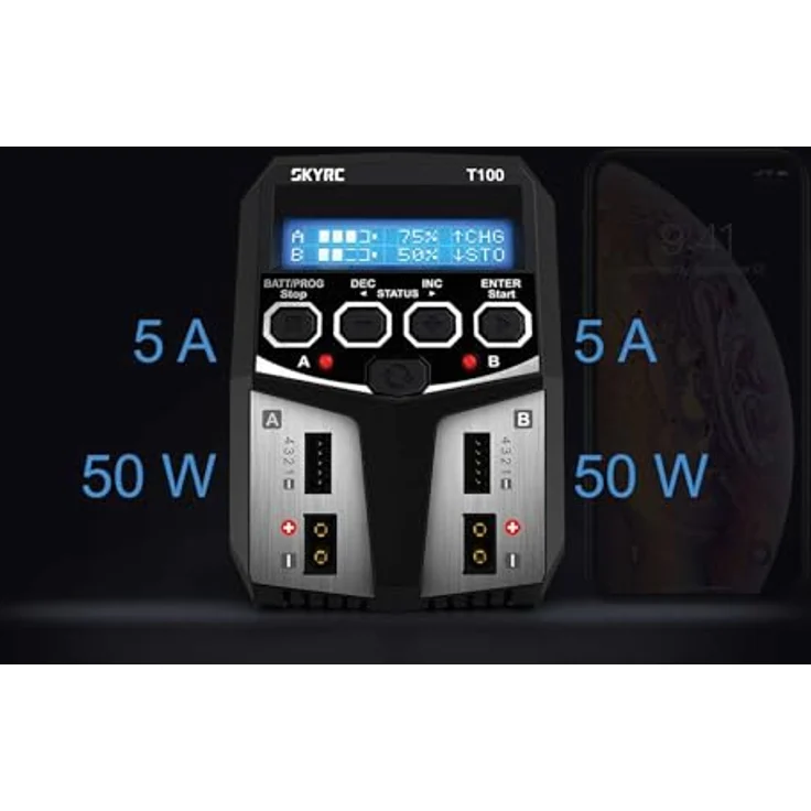 SkyRC T100 AC Ladegerät LiPo 2-4s 5A 2x50W – Bild 2