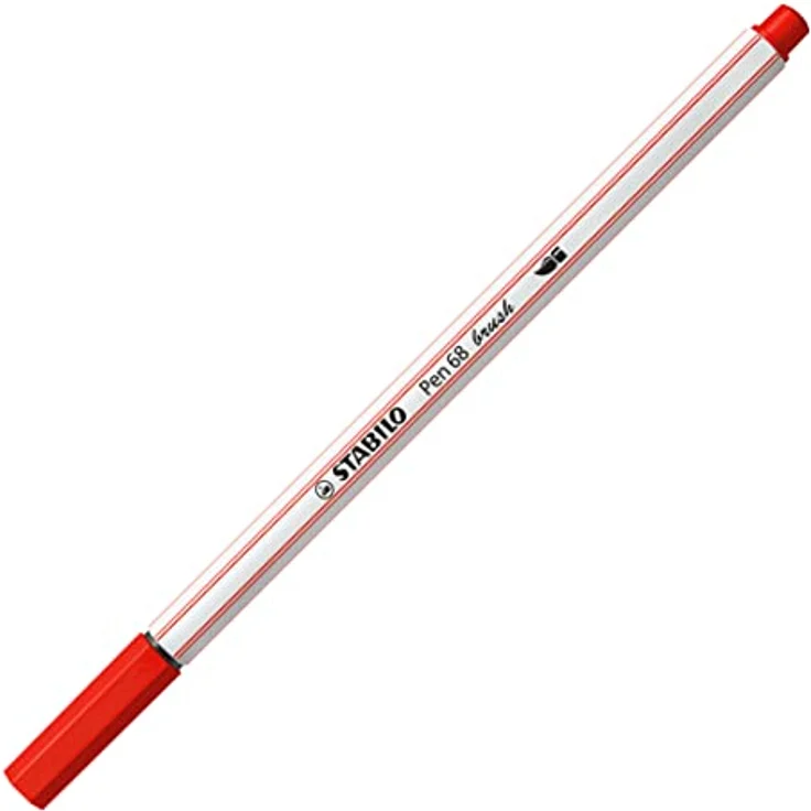 STABILO Pen 68 brush, Premium-Filzstift mit flexibler Pinselspitze für variable Strichstärken, carminrot – Bild 1