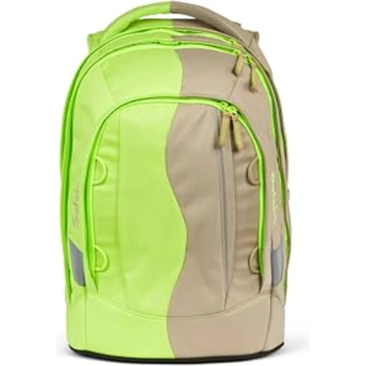 Satch Schulrucksack Pack - Schulrucksack "Think Twice Edition" 45 cm (1-tlg) - Ergonomisch, reflektierend, geräumig - Beige/Cyber Lime – Bild 7