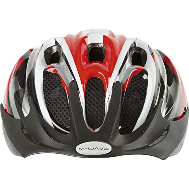 M-Wave Fahrradhelm, Rot/Schwarz/Weiß/Silber, M, 53-57 cm mit Microshell Oberschale und 10 Belüftungsöffnungen – Bild 2