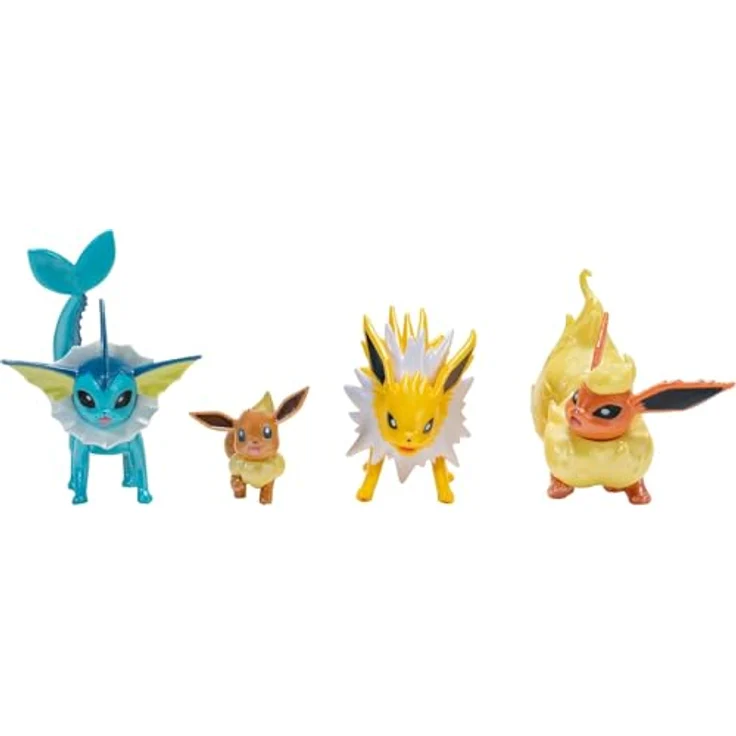 Jazwares Pokémon PKW2837 - Select Entwicklungs Multipack, Evoli, Aquana, Blitza, Flamara, 4 bewegliche Sammelfiguren mit exklusivem Finish – Bild 2