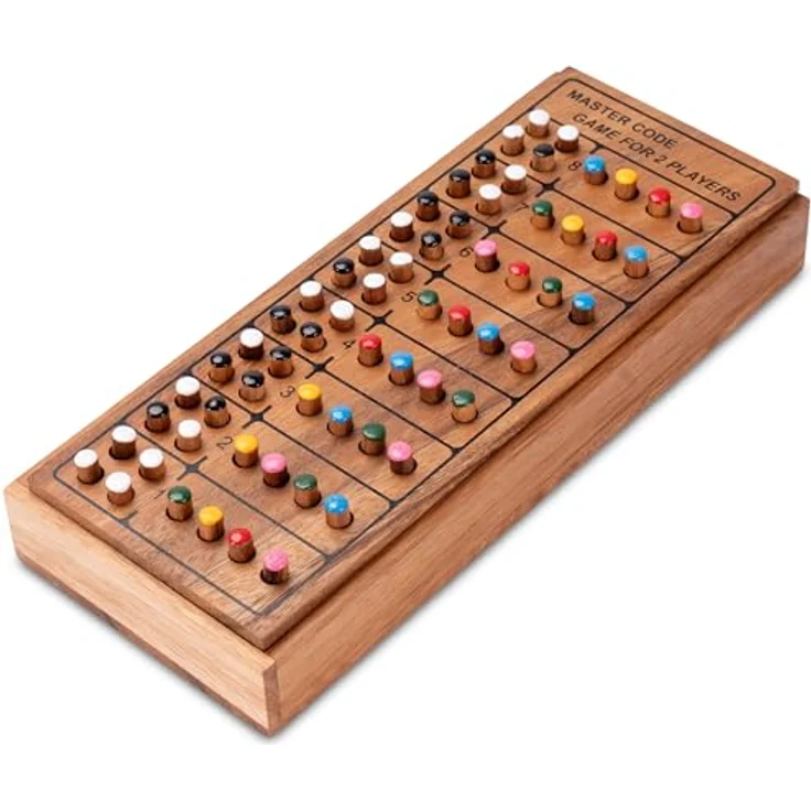 Logoplay Code Finder für 2 Spieler, strategisches Farbcode-Spiel mit Holzspielkasten 21 x 12 cm, 4 Farben, 8 Lösungsreihen – Bild 1