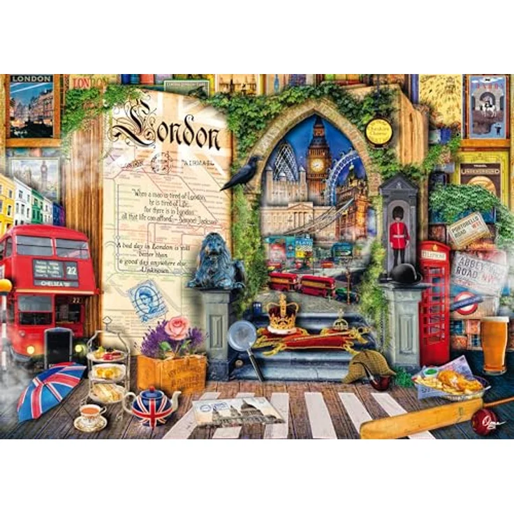 Schmidt Spiele 58606 Erinnerungen an London, 1000 Teile Puzzle mit individueller Formenvielfalt und spiegelmattem Finish – Bild 1
