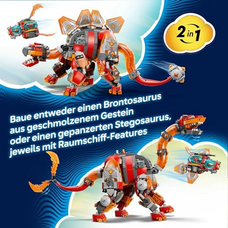 LEGO DREAMZzz 2in1 Dino-Düsenflieger, Dinosaurier Spielzeug verwandelbar in Stegosaurus, inkl. 4 Minifiguren und 2 sammelbaren Schatz-Kreaturen, Geschenk für Jungen ab 9 Jahren, 71514 – Bild 3