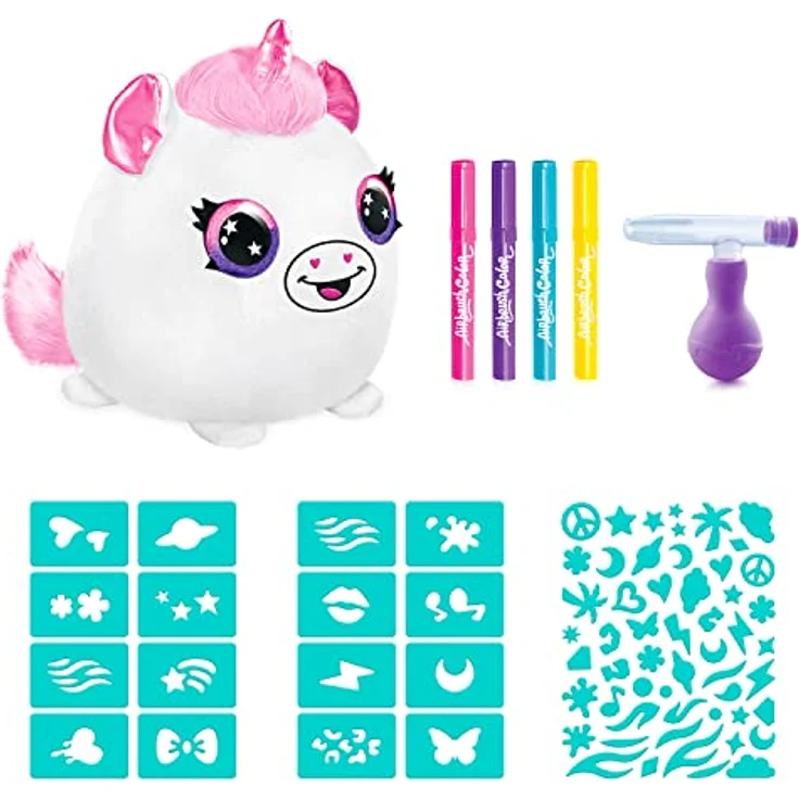 Canal Toys Airbrush Plush OFG 266 - Elektrische Airbrush-Spritzpistole, inkl. Markern und Schablonen, 1 Überraschungsplüsch, mehrfarbig – Bild 4