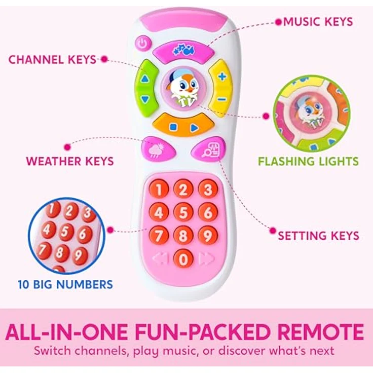 JOYIN Rosa Telefon Baby Spielzeug, Musikalisches Handy mit 2 Fernbedienungen für Kinder ab 6 Monaten, lernspielzeug mit Licht und Soundeffekten – Bild 2