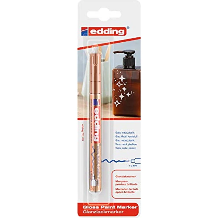 edding 751 Glanzlackmarker - kupfer - Packung mit 1 Lackmarker - Rundspitze 1-2 mm - Lackstift für Glas, Stein, Holz, Kunststoff und Papier - wasserfest, stark deckend – Bild 2