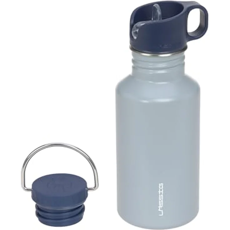 LÄSSIG Trinkflasche Edelstahlflasche BPA-frei 500ml Kinder Kita Kindergarten auslaufsicher mit Sporttrinkverschluss hellblau – Bild 1