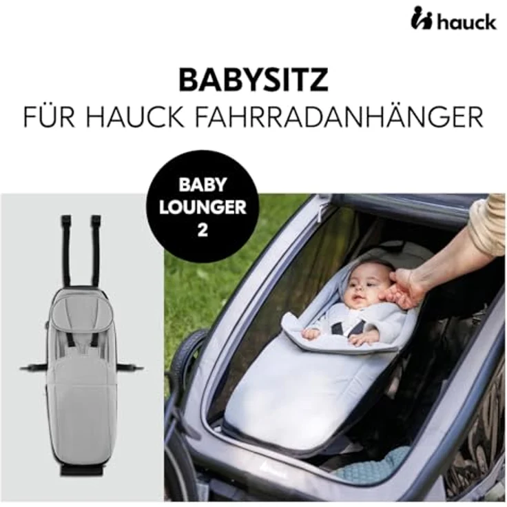 hauck Babysitz für Dryk Duo, Dryk Duo Plus & Bike N Walk Duo, Baby Lounger 2, ab 1 Monat Buggy-Modus, 5-Punkt-Gurt, Beindecke, Kopfpolster, grau – Bild 2