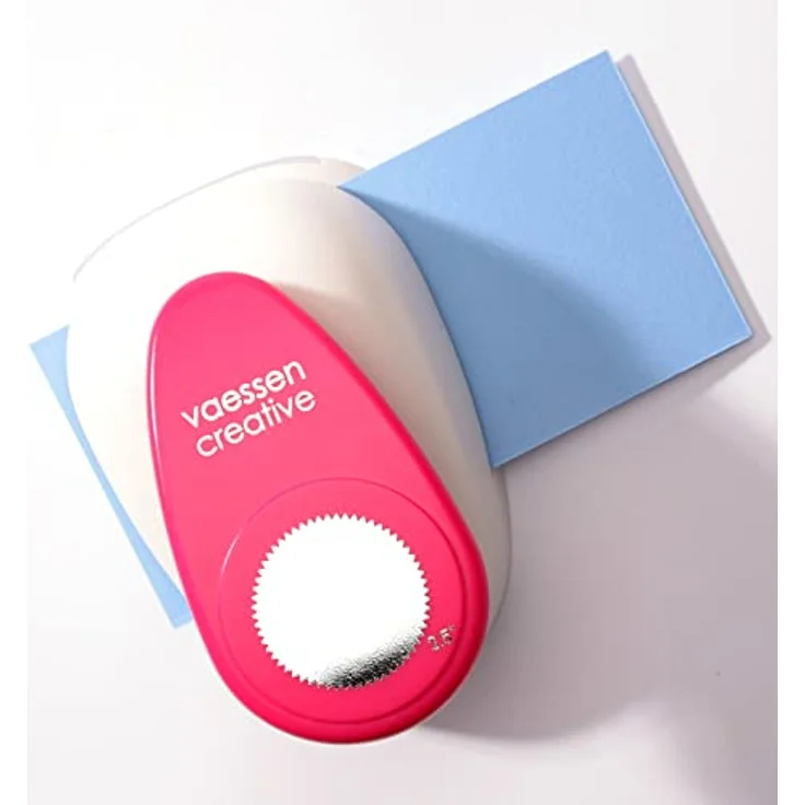 Vaessen Creative Motivstanzer Kreis - Ø 6,3 cm für Bastelpapier, Tonpapier und Scrapbookpapier, Weiß/Rosa – Bild 5