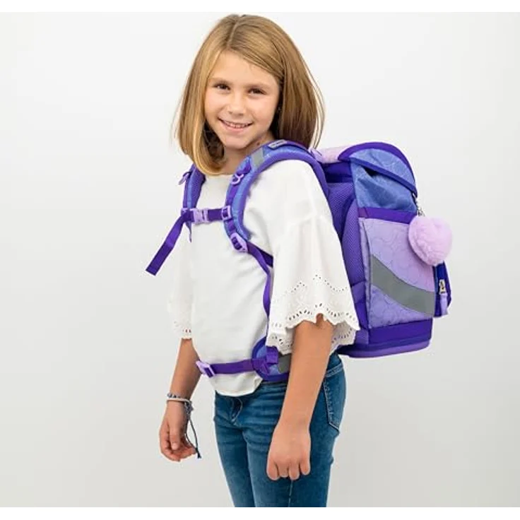Belmil Smarty Schulranzen Set 5-teilig, ergonomische Schultasche mit 6 Patches, wasserabweisendes Polyester, für Kinder 6-10 Jahre, 20 L Volumen – Bild 3