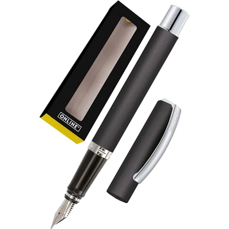 Online Pen Füller Vision Füllhalter, gebürstetes Aluminium, hochwertige Iridium-Feder, in Geschenkbox – Bild 2