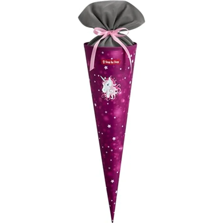 Step by Step Schultüte „Sweet Unicorn Nuala“, Beere-rosa, aus recycelten PET-Flaschen, 5 l Füllvolumen, 70 cm Höhe, Stoffverschluss – Bild 1