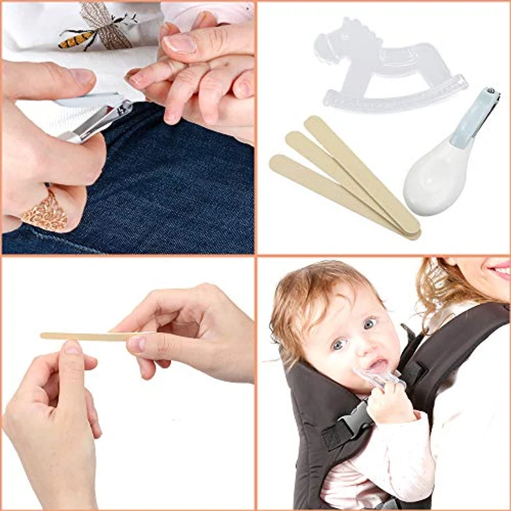 Lictin Babypflegeset 15 teilige Baby Pflegeset Neugeborene mit Fieberthermometer Nasensauger Kamm Nagelschere Baby Erstausstattung Pflegeset für Neugeborene (Grau) – Bild 5