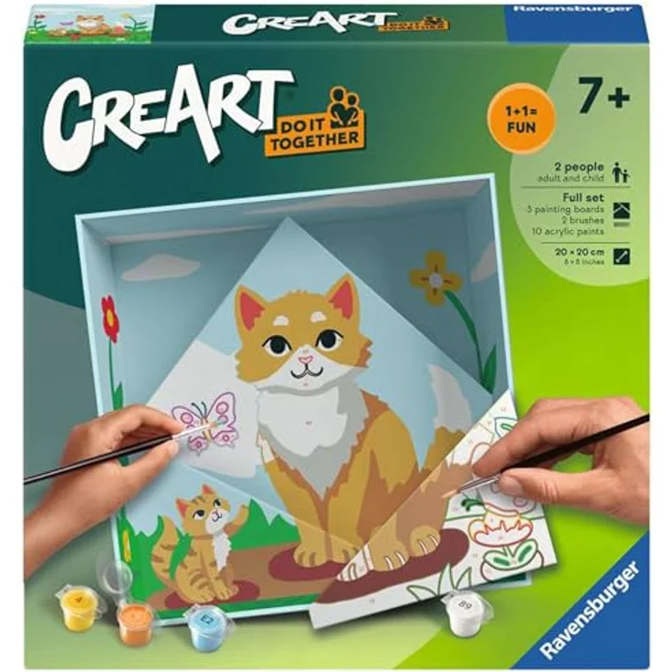 Ravensburger CreArt Malen nach Zahlen Set, Do it together, Katze, ab 7 Jahren, Made in Europe – Bild 1