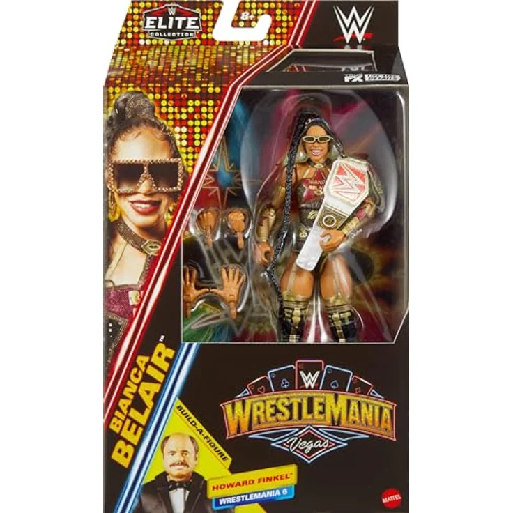 WWE Mattel Elite Collection, Bianca Belair Actionfigur & Zubehör, Premium Live Event Set mit Howard Finkel Build-A-Figure Parts, detailgetreu und deluxe-artikuliert – Bild 2